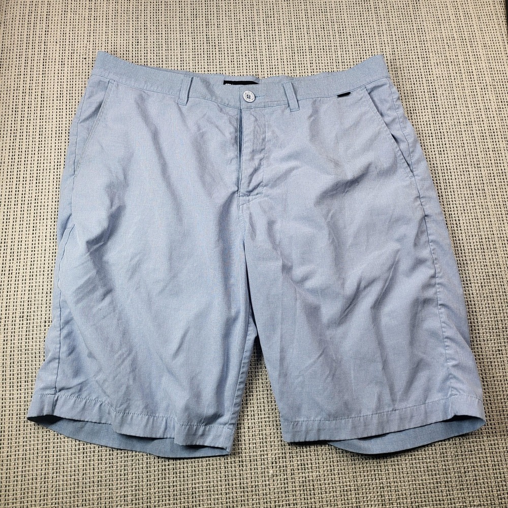Travis Mathew Shorts Mens 36 Blue Check Chino Stretch‎ 10 Inseam Casual Summer